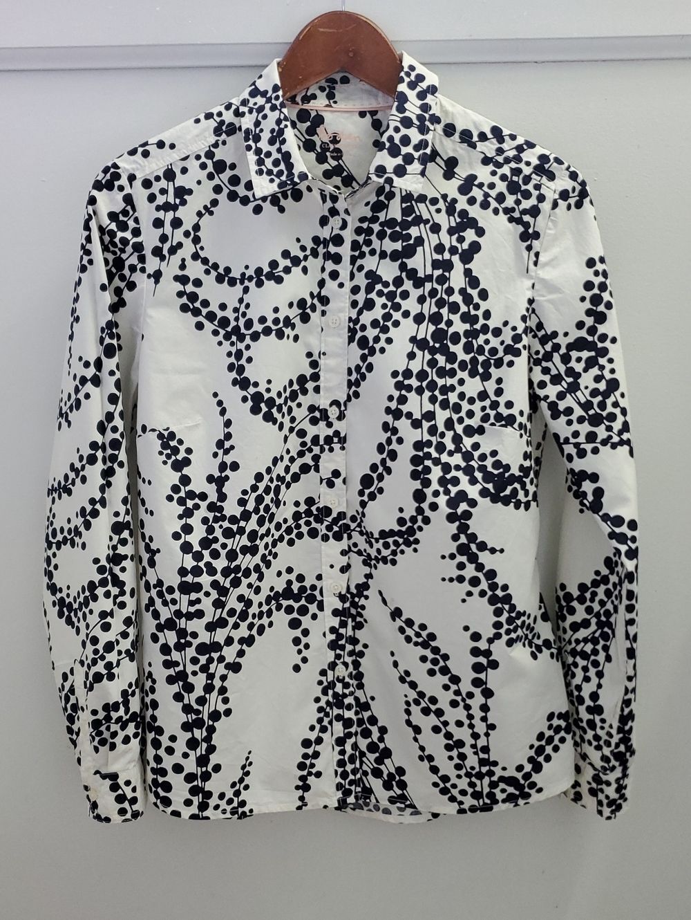 Boden Classic Shirt Bursting Flowers White & Navy Size 8 R